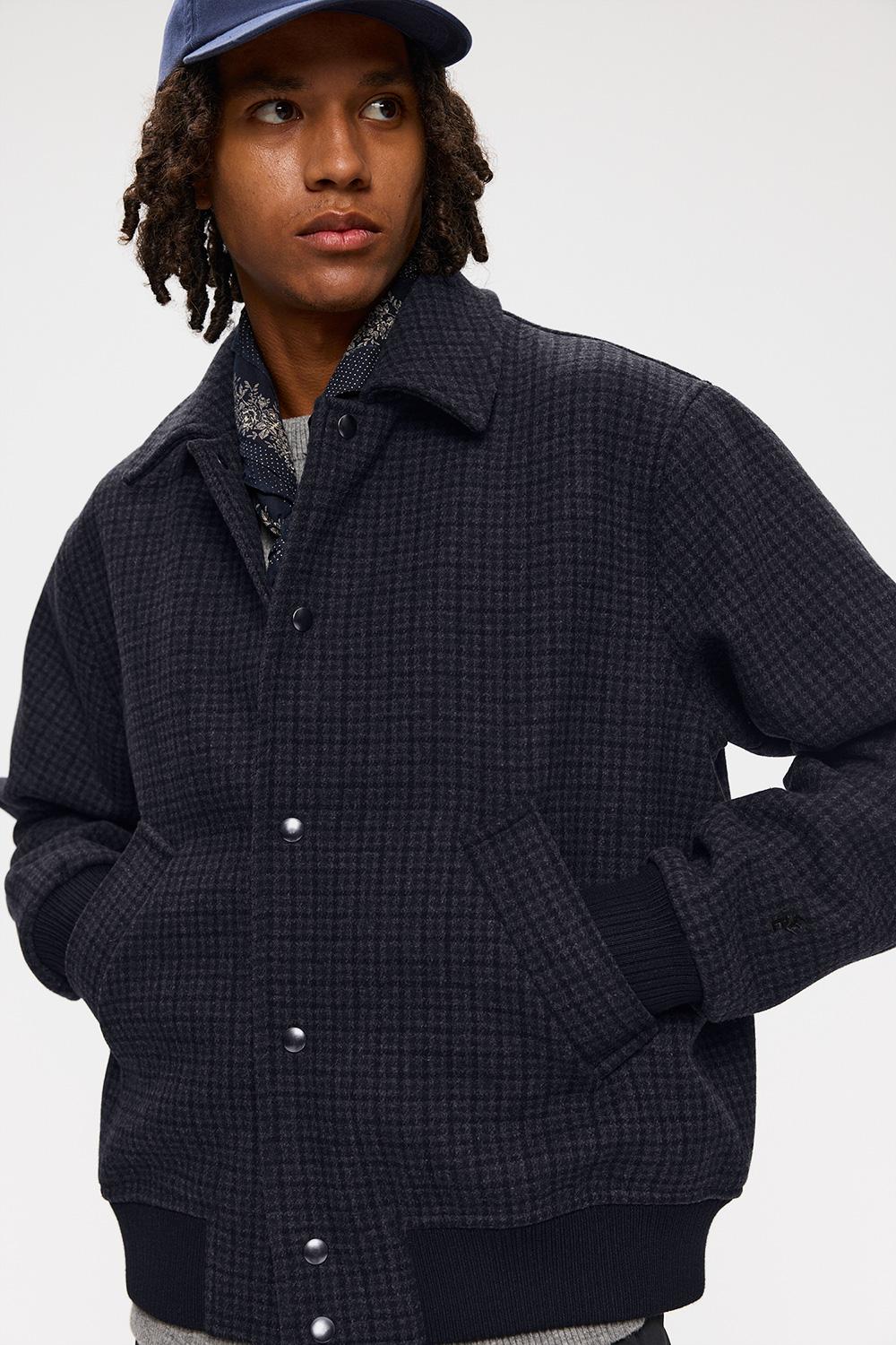 Elvine Narian Woll Jacken Grey Check Herren Wolljacke grau
